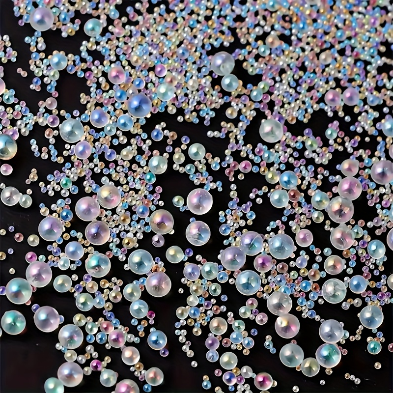 10000pcs Transparent Crystal Fantasy Glass Beads Handmade Decoration Additions No Hole Nail Art Small Pearls Different Sizes Crystal Pearls Nail Art Handmade Creative Materials