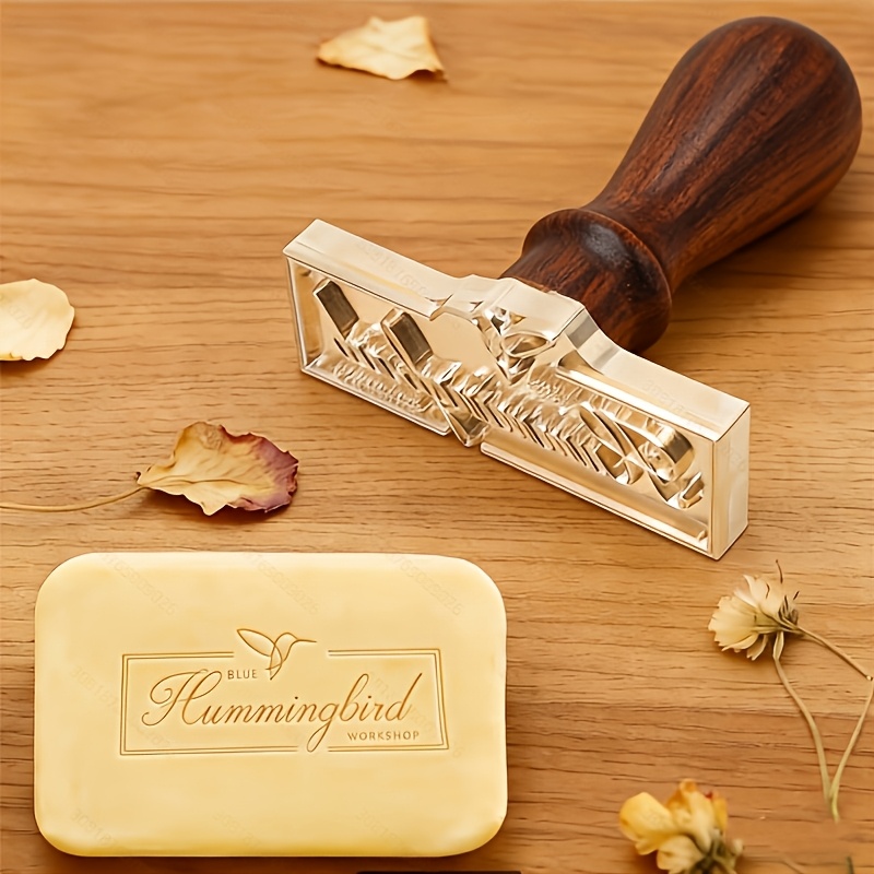 TEMU Diy Custom Ceramic Stamp- Clay/soap Stamp Set, Includes 1 Stamp Head And 1 Brown Handle, For Exquisite Ceramic Art And
