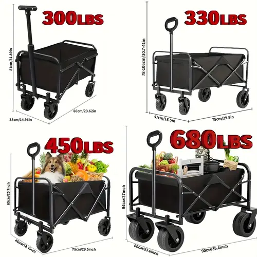 outdoor folding cart solid tires 360 wheels 600d tear resistant fabric solution for camping holiday shopping