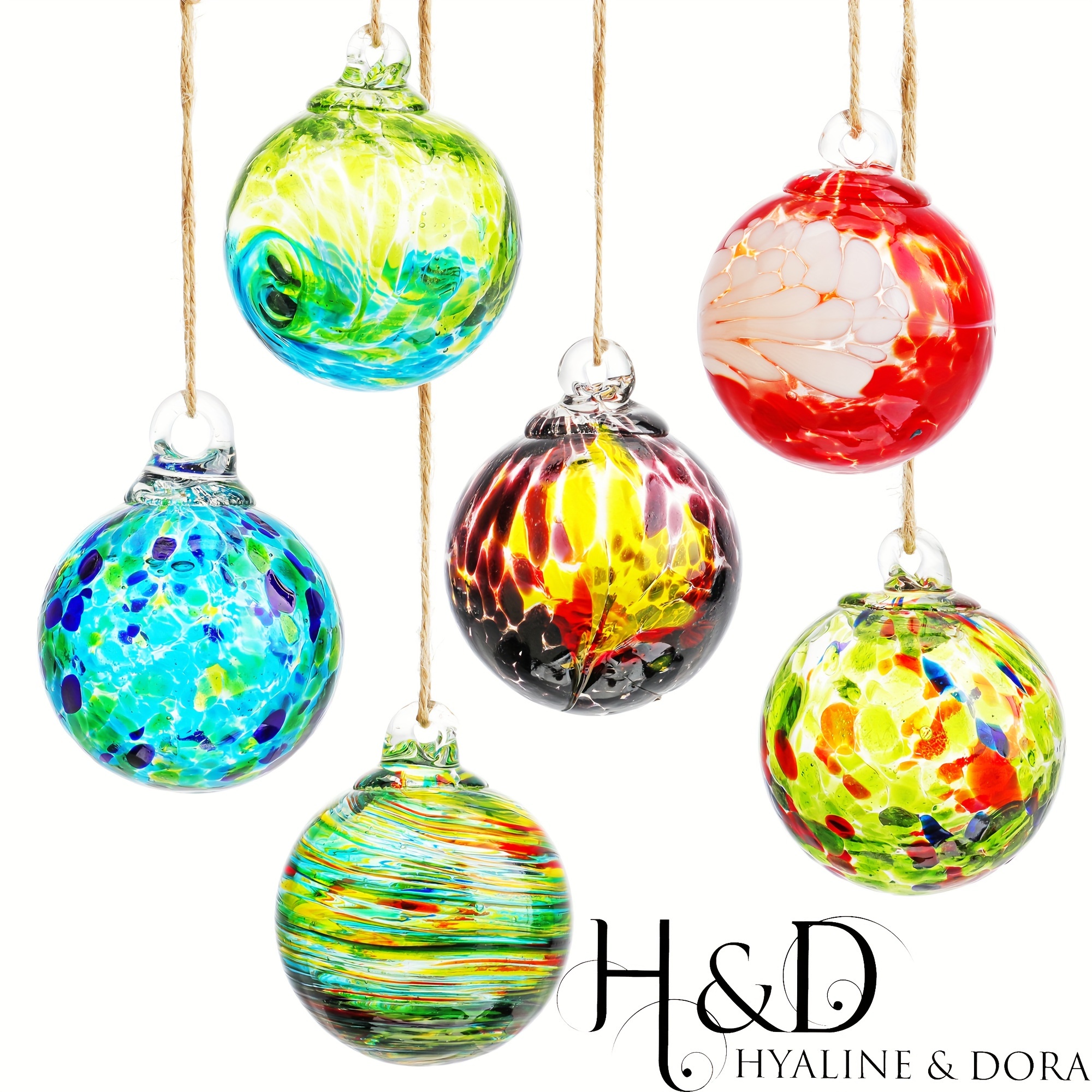 6pcs Exquisite Hand-Blown Glass Ornaments Balls - Suspended Friendship Gazing Balls for Home Window and Outdoor Garden Patio Christmas Decorations_voghion.com