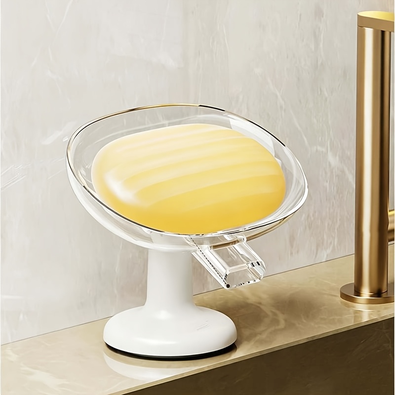 TEMU Drain Soap Dish 1pc, Soap Holder Suitable For Round, Square, And Large Bars Of Soap, Bathroom Drain Soap Rack, Household Suction Cup Soap Box