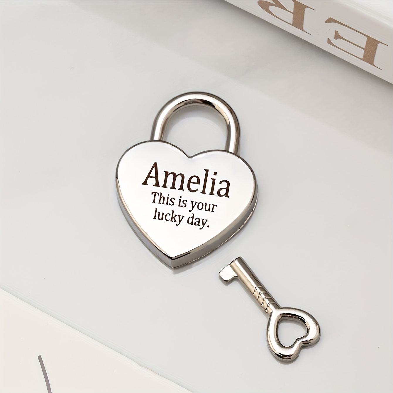 Customizable Heart-Shaped Lock with Personalized Text