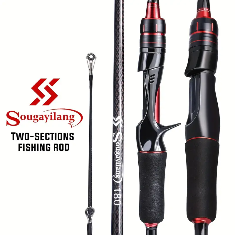 Sougayilang 2-piece Fishing Rod, Spinning & Casting Rod, Composite Graphite  And Glassfiber Blanks, Fishing Pole For Freshwater