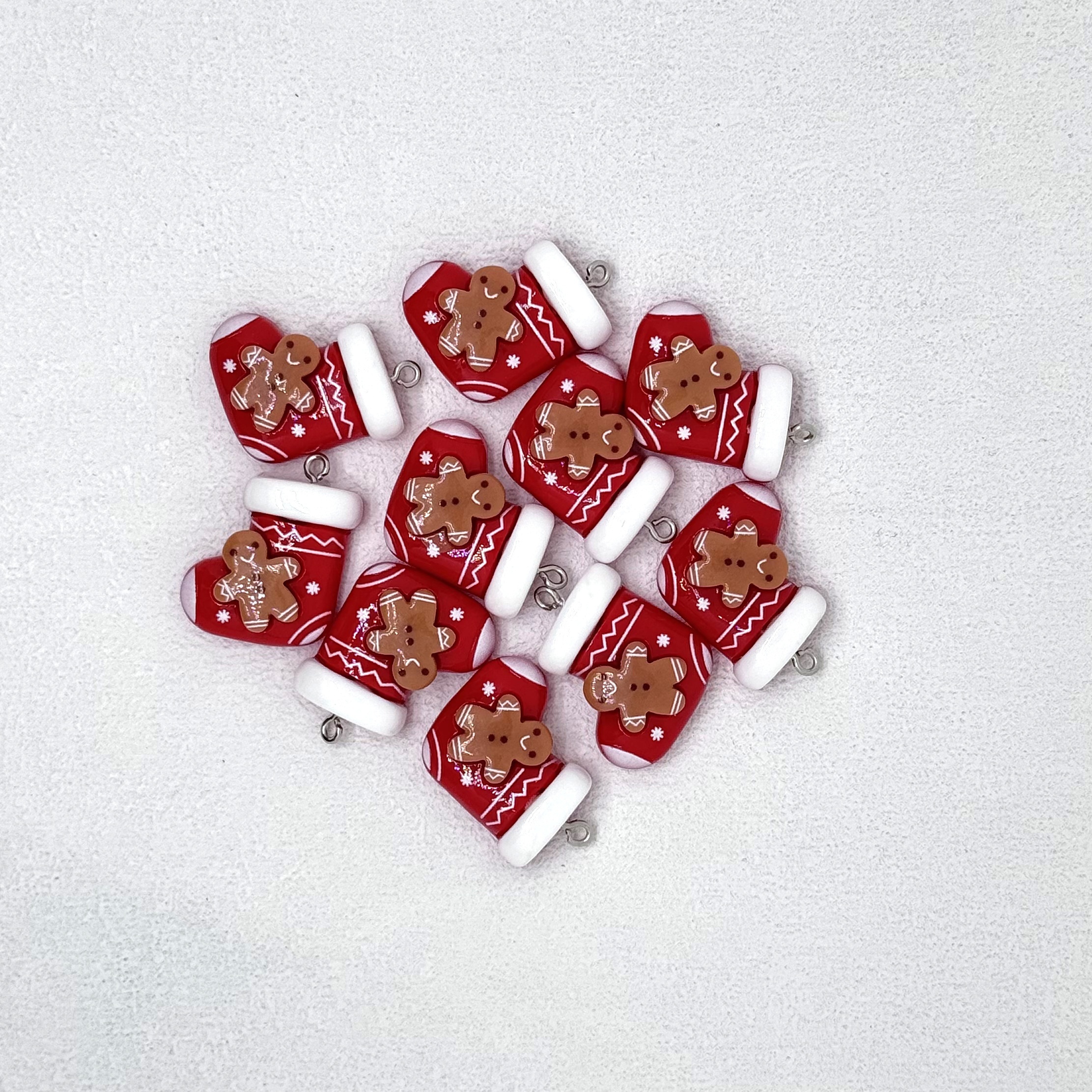 TEMU 10pcs Gingerbread For Man & Socks Resin Charms For - Ideal For Earrings, Necklaces, Bags & Keychains