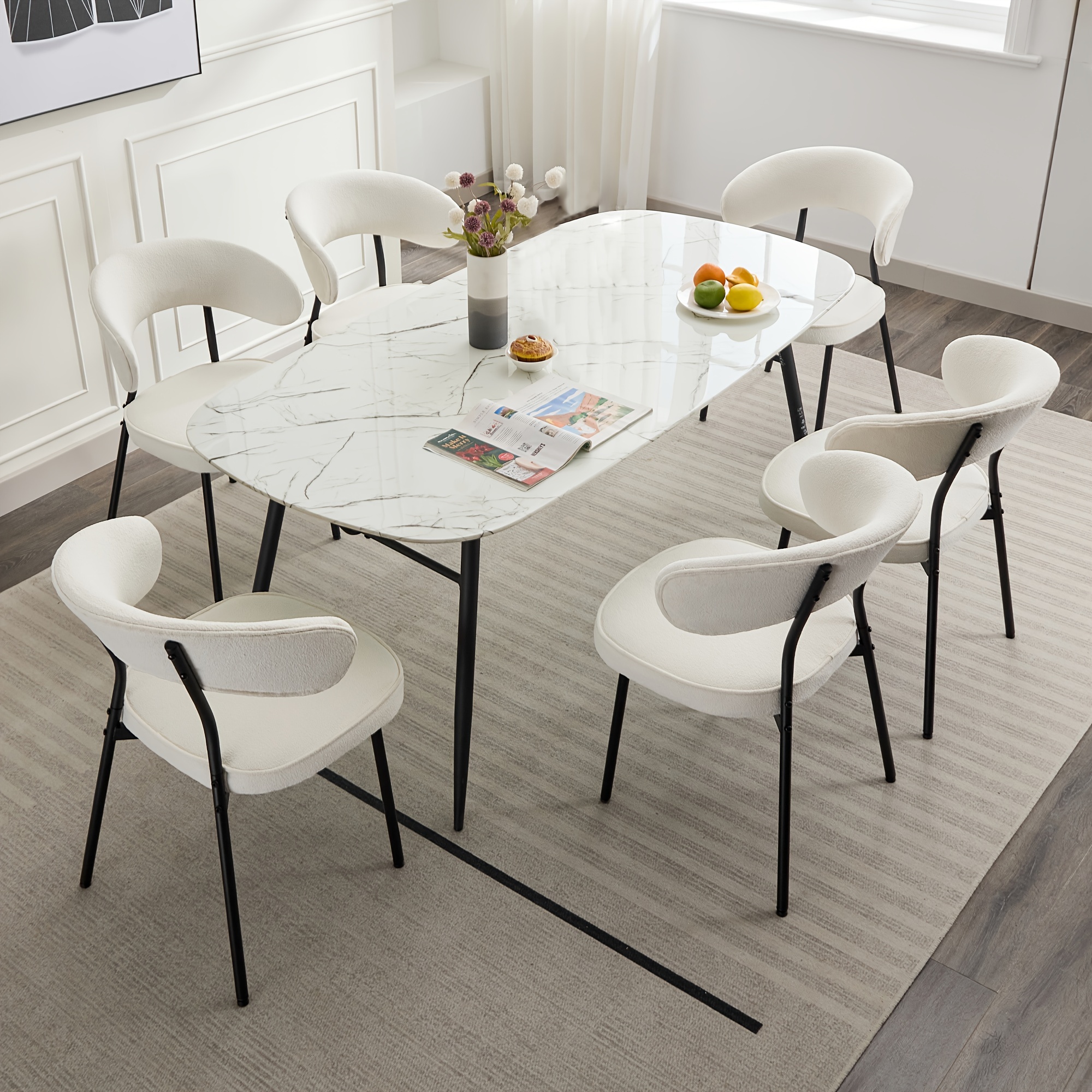 Kitchen Chairs White Fabric Dining Chairs VECELO Upholstered