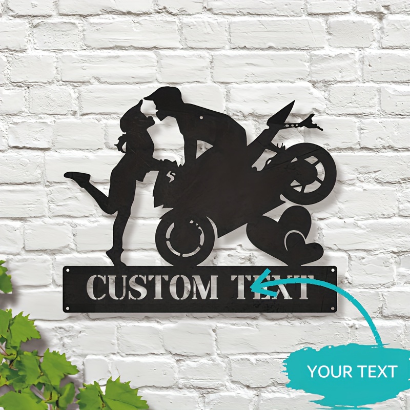 

Art en Métal pour Couple sur Moto Personnalisable - Décoration pour Maison & Cuisine, Pas d'Électricité , Style