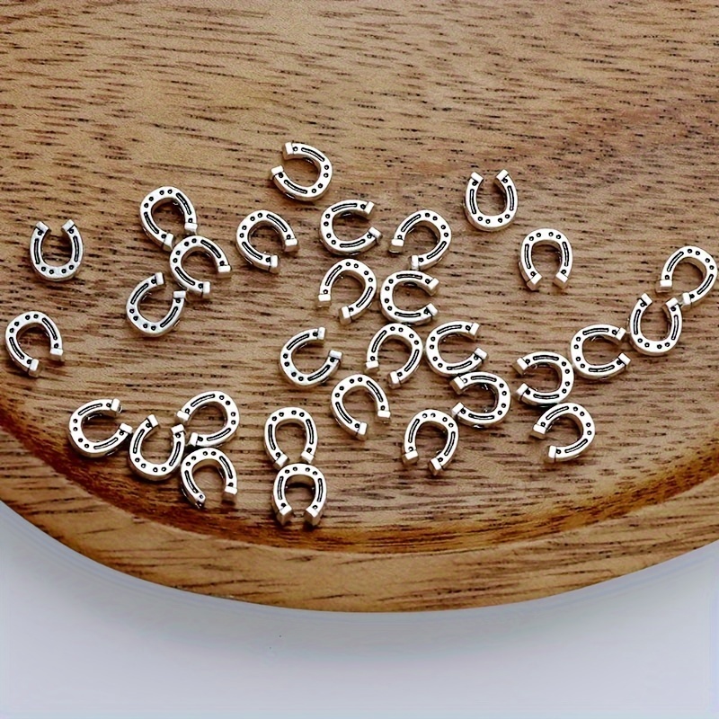Image of 30pcs Horseshoe Beads Horseshoe Spacer Bead Horseshoe Charm Alloy Ancient Silvery Tibetan Silvery Making Bracelets Necklaces Horseshoe Beads Hand Made Additions