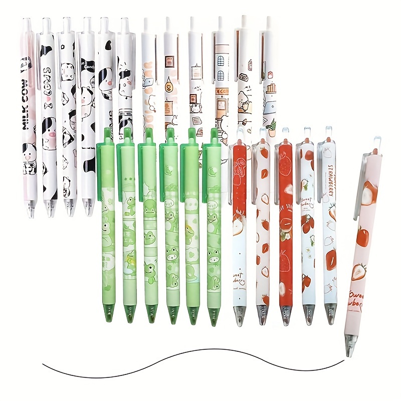 

24pcs 0.5mm Cartoon Animals And Fruits Scented Retractable Gel Pens - Perfect For Writing & Drawing!