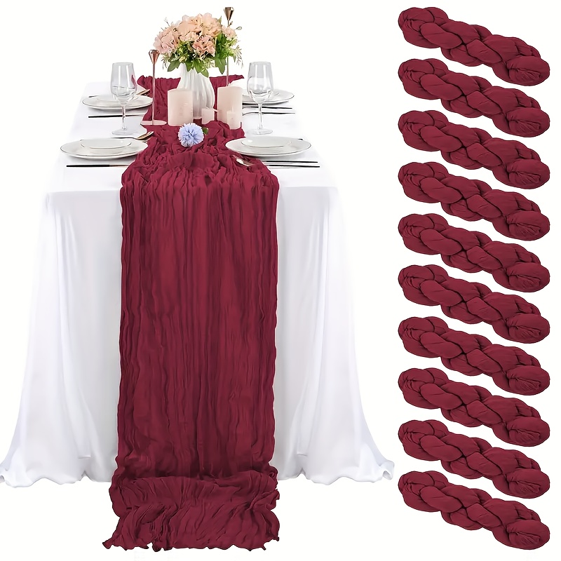 TEMU 10pcs Polyester Table Runners With Edges - Weddings, Parties, And Festive Decor, Festive Table Setting | Table Runner | Polyester Fabric
