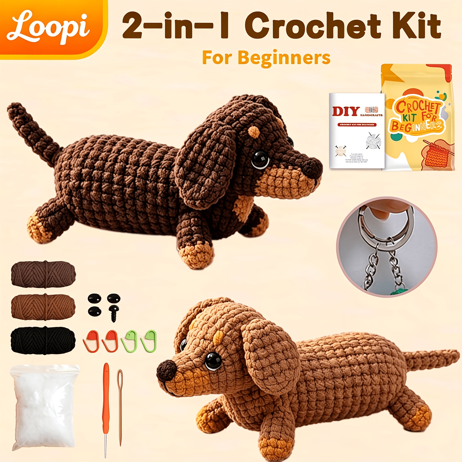 TEMU 2pcs Crochet Kit For Beginners Crochet Kit With Video Tutorials, Learn To Crochet Kits For Adults, Knitting Kit Handmade Gifts, Finished