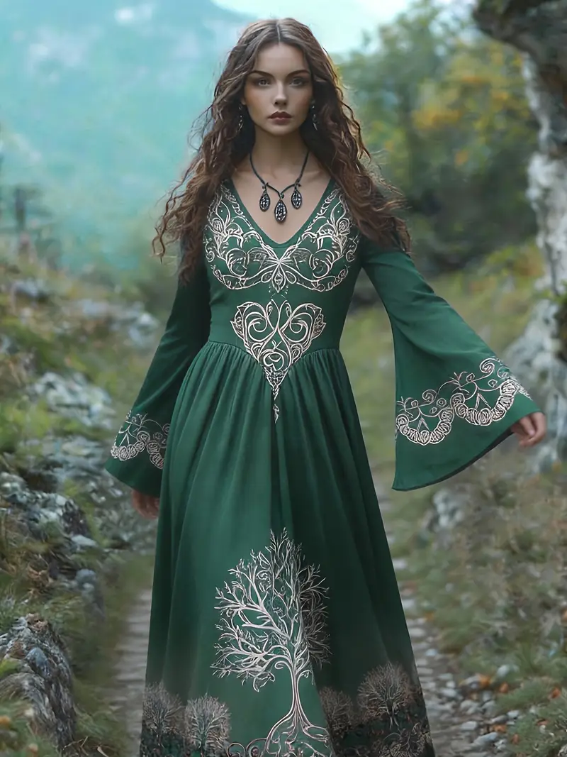 celtic embroidered dress Celtic Embroidered Corset Dress: Midnight Blue Handkerchief Hem, Pockets