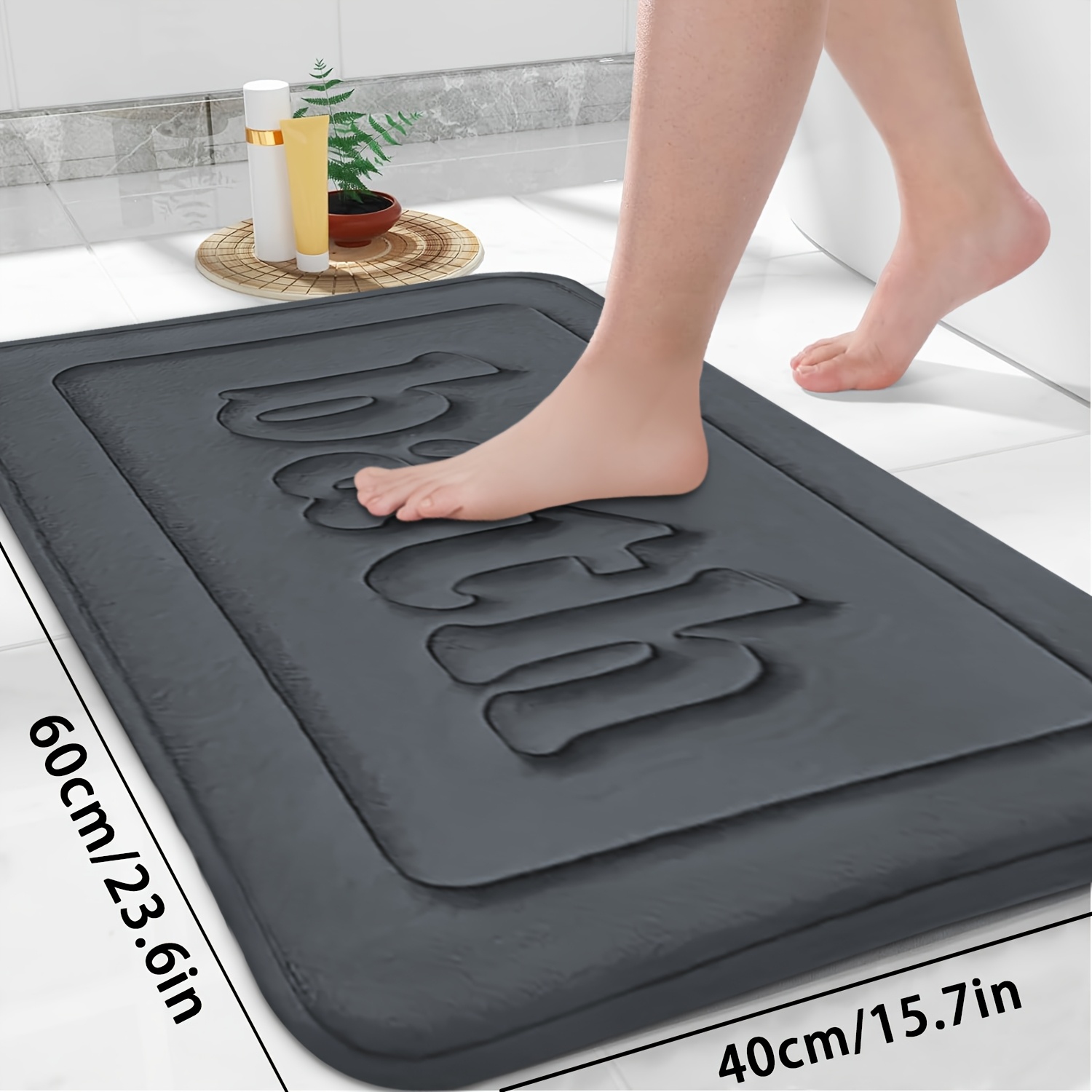 TEMU Coral Fleece Bath Rug Non-slip Backing Machine Washable Low Pile Flat Shape Bathroom Mat With Excellent Absorbency Suitable Room Kitchen Bedroom