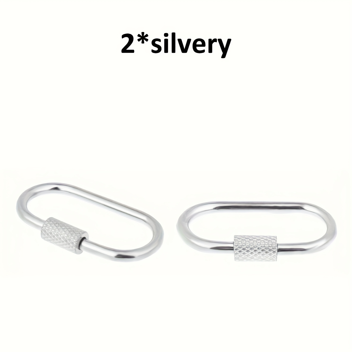 2pcs Mini Locking Carabiner Screw Clasp Brass Oval Keychain Stainless Steel Simple Metal Keyring Hook