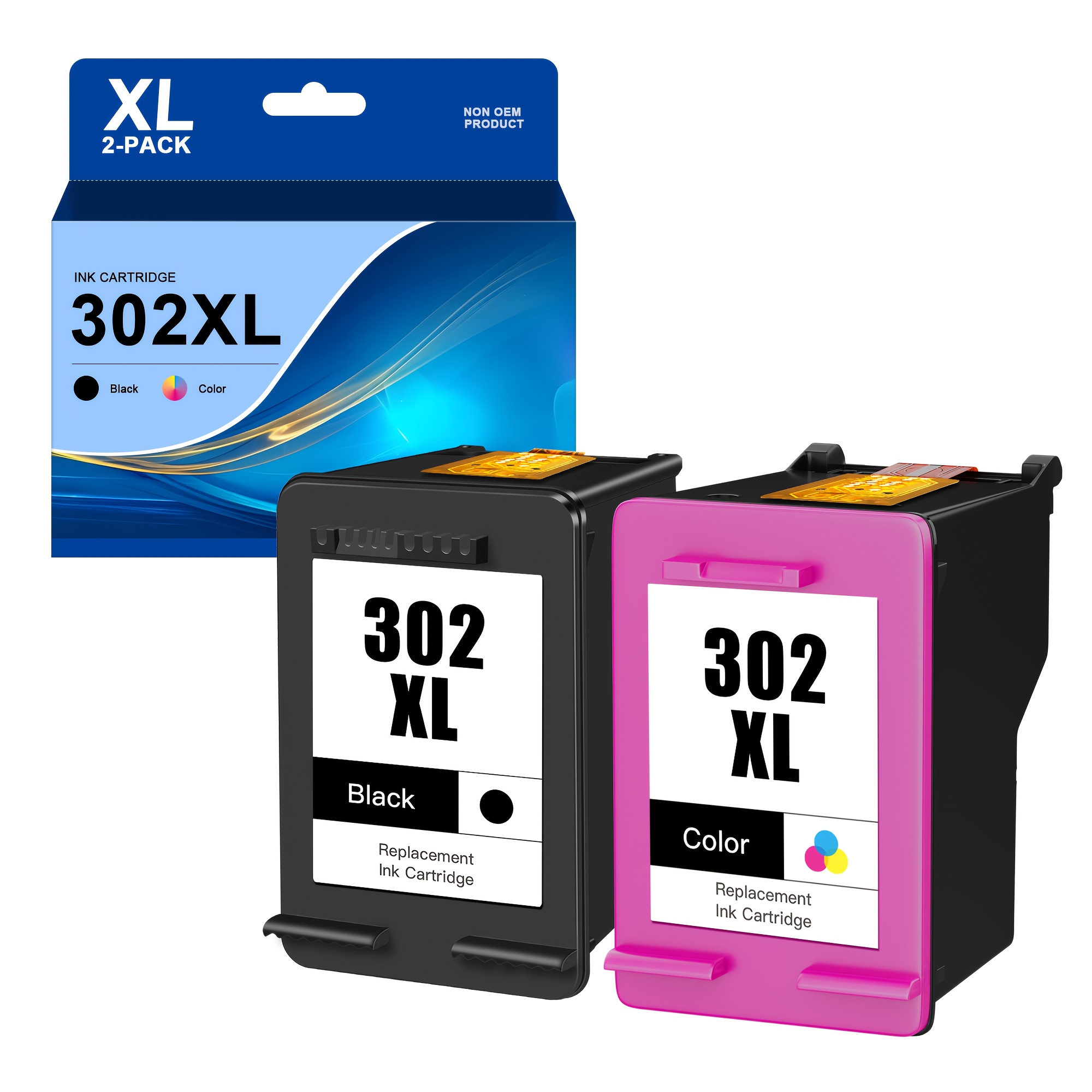 Image of Remanufactured 302xl Ink Cartridges Compatible With For 302, Suitable For Models 4525, 4520, 4522, 4523, 4524, 4526, 4528, And 3830, 3831, As Well As 1110, 2130, 3630, 3634, 3636, 3638 (black, 2-pack)