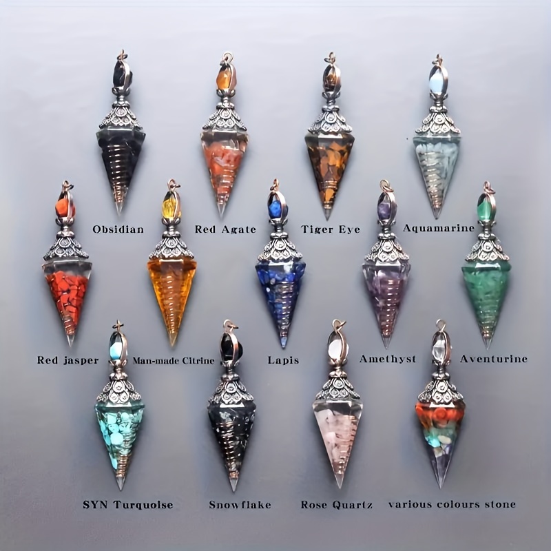 Natural Stone Crystal Necklace with Star Pendulum