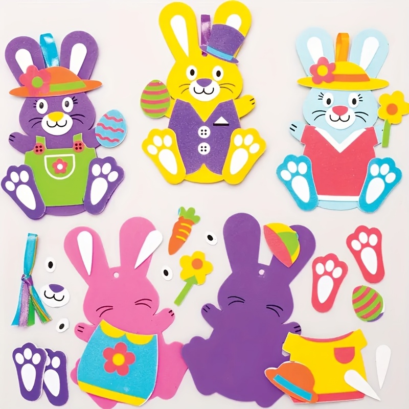 

10pcs Easter Diy Kit, -adhesive Foam Rabbit Decals, No Needed, Featherless, Decorations For Diy Enthusiasts, For Set