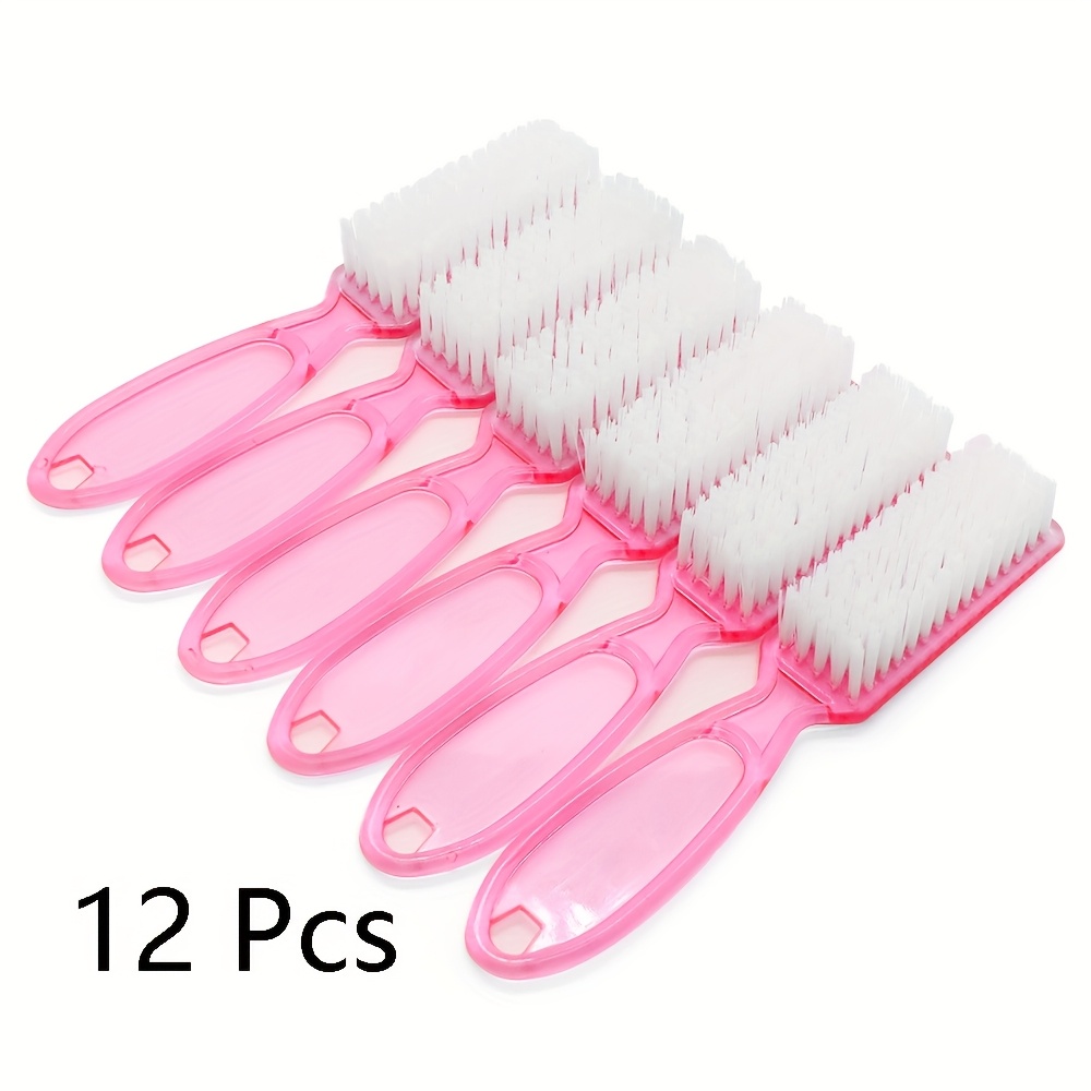 Image of 12pcs Handle Grip Cleaning Brushes, Hand Fingernail Nail Scrub Manicure Brush Pedicure Brush, Use For Toe And Nails Cleaning (pink Handle)