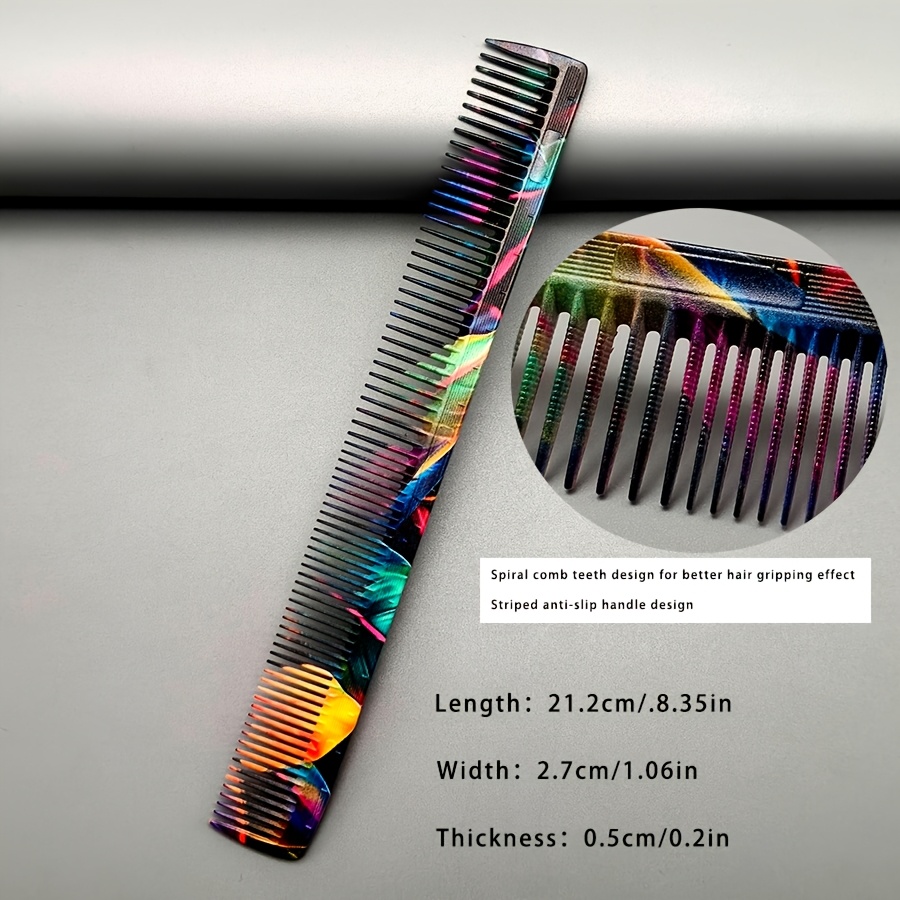 TEMU Peigne de coiffure professionnel spécial coiffeur 1/PCS avec peigne à coupe à dents , style coloré motif 21.2CM Peigne de coiffure dents larges