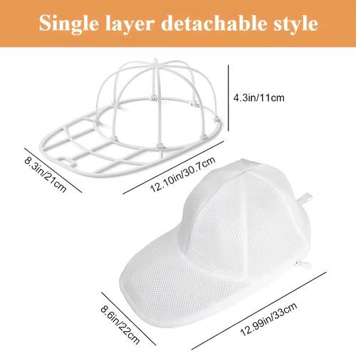 2pcs set laundry bag and drying rack mesh baseball cap cleaning bag baseball cap cleaning stand gentle and baseball cap cleaning equipment durable hat washing cage with drying rack dust and stain prevention function