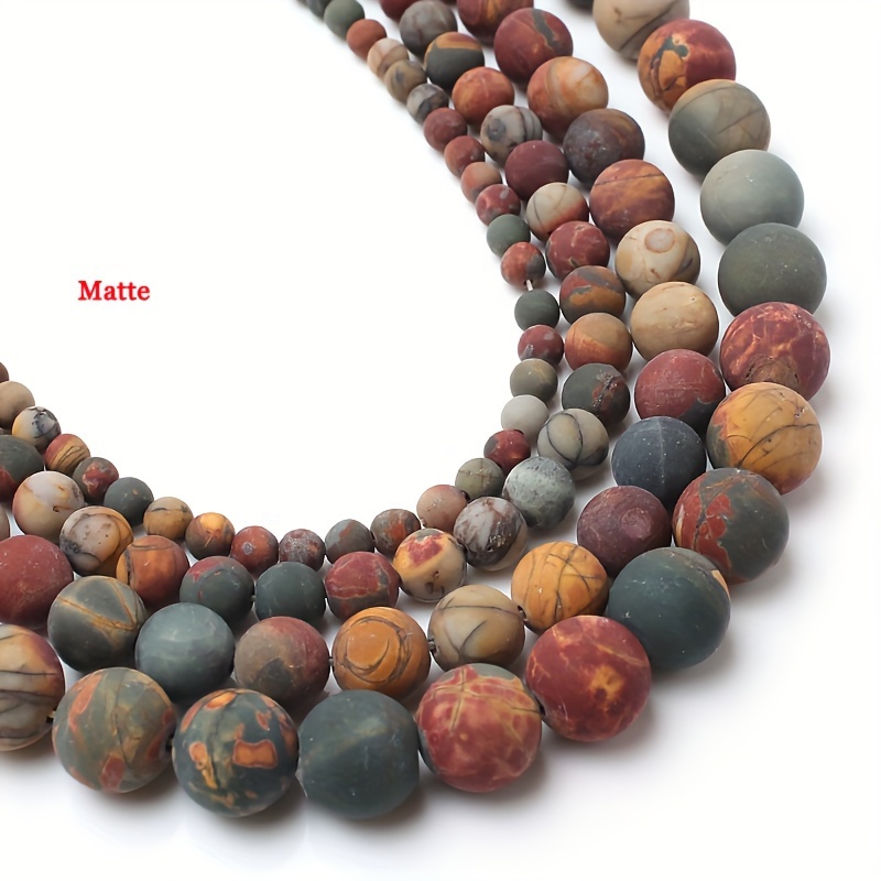 E-shop Matte Picasso-Jaspis-Perlen - Natürlicher , Bunte Lose Zwischenperlen für DIY-Schmuckherstellung, Armbänder & Halsketten - Größen 4/6/8/10mm