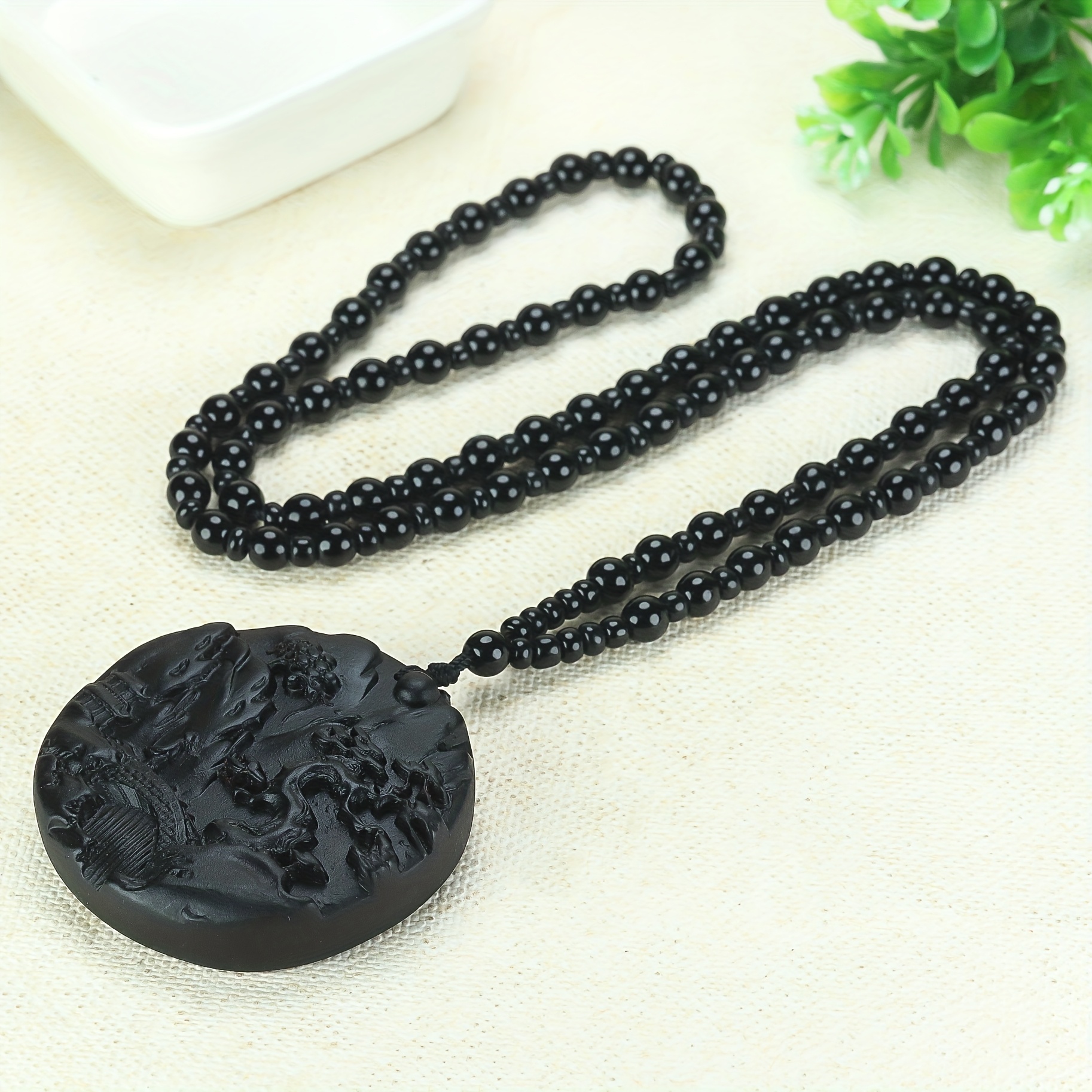 Bohemian Style Resin Pendant Necklace with Mountain Design