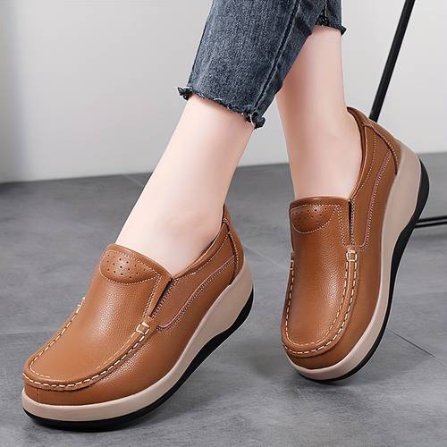thick soled wedge flat shoes for women slip on casual soft soled platform shoes large size womens casual shoes women shoes sneakers