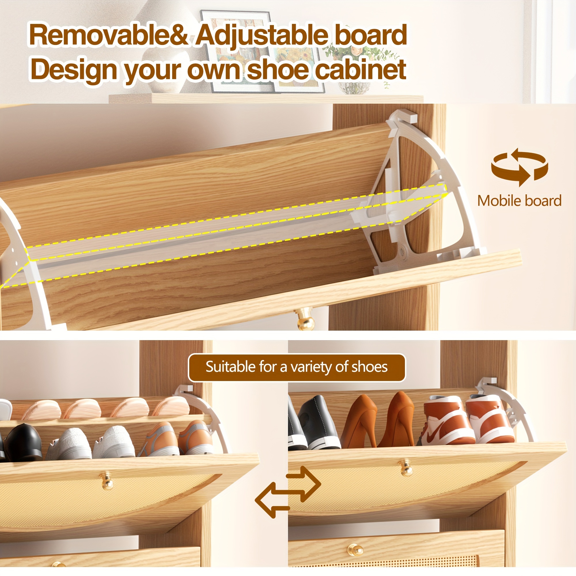 

Celebalcony Two-layer Rattan Shoe Cabinet