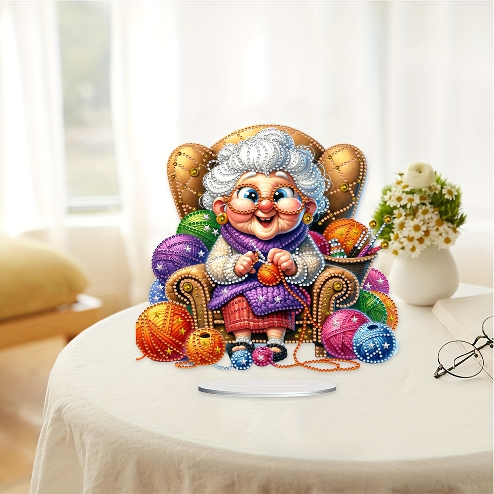 

1pc Cartoon Grandma Acrylic Tabletop Decor - Diy Irregular Shape Craft