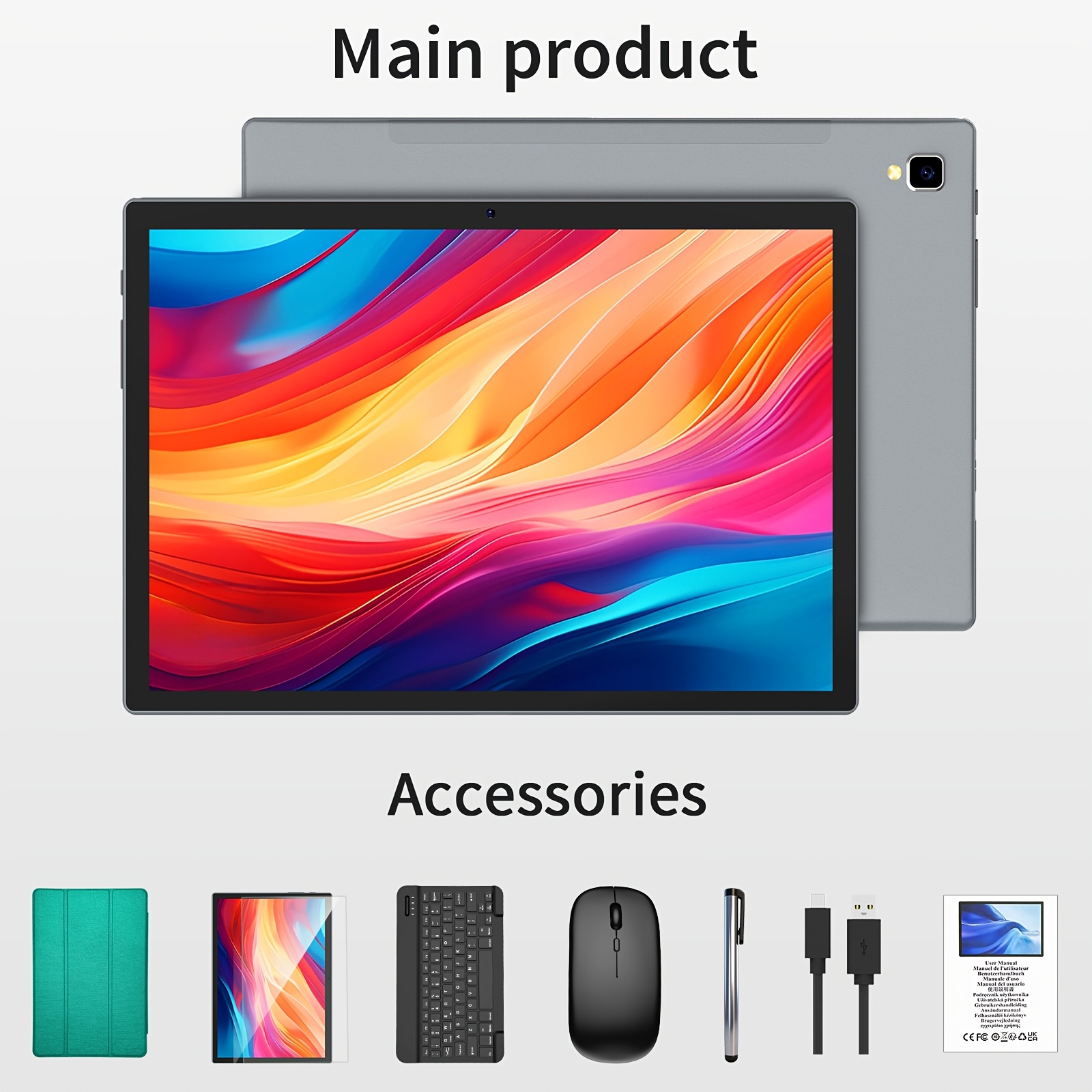 TEMU Tablet 15 2026, 12 (4+8) GB RAM, 64GB ROM, 10 pulgadas, Tablet Disponible en versión Tablet solo/Tablet con Teclado, Ratón, y Opciones de Lápiz