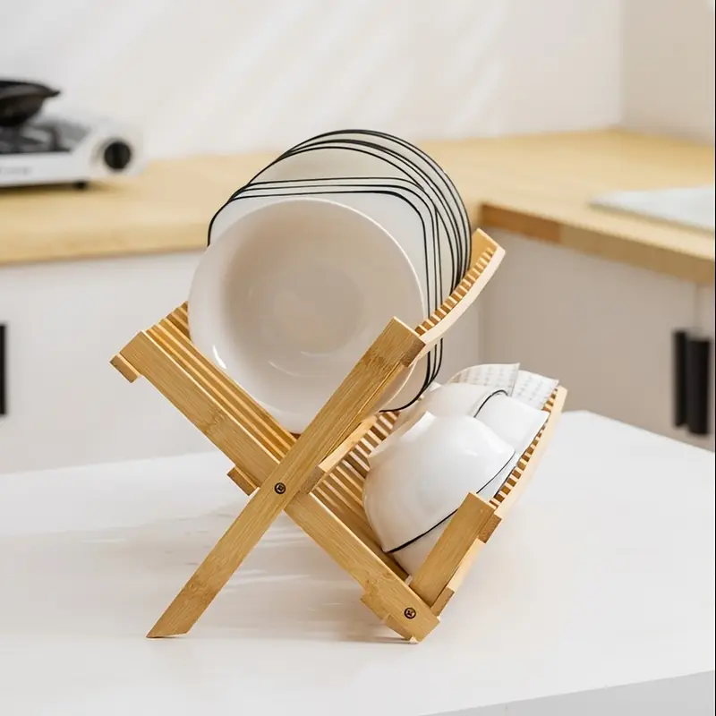 de séchage de vaisselle pliable à double couche avec plan de drainage, couleur de   darbre - idéal pour   des assiettes, des  , des tasses et des couverts, parfait pour organiser   de cuisine, support de rangement de cuisine pour les assiettes, les  , les tasses et les planches à découper, organisateur de placard de cuisine, support de séchage de vaisselle détails 7