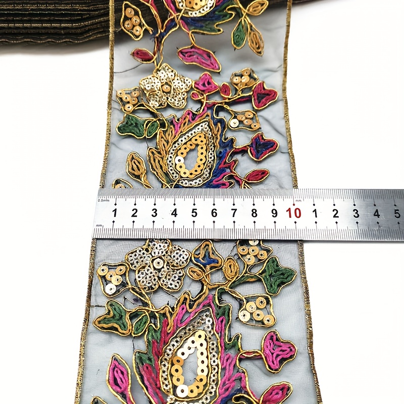 Embroidered Sequin Lace Trim for Apparel Accessory DIY