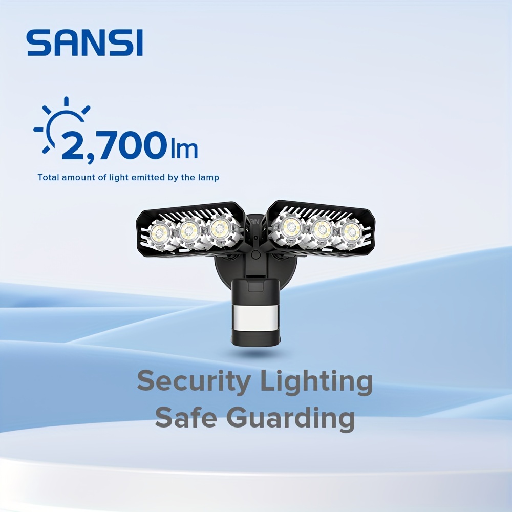 

Sansi Led Outdoor Motion-activated Security Lights, 27w (200w Equiv.) 2700lm, 5000k Daylight, Waterproof Flood Light With Adjustable Head