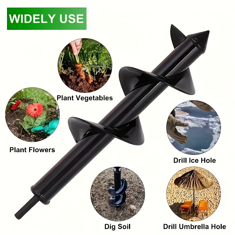 

1pc Alloy Steel Garden Plant Auger Bit, 3/8" , Rust Resistant, Multi- Drill Bit For Planting, Soil Loosening, And Cement Board Installation