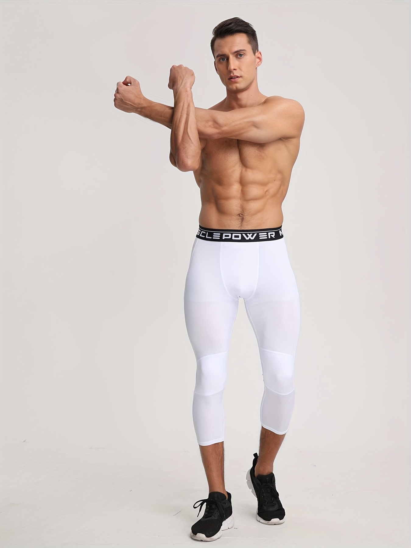 Men's Compression Capri Pants Breathable Base Layer Leggings