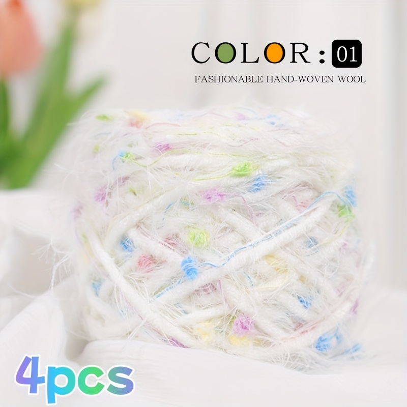 TEMU 4 Bundles, Feather Scarf Yarn, Bean Yarn, Multi-strand Yarn, Scarf Yarn, Knitted Scarf, Shawl Blanket Yarn Ball