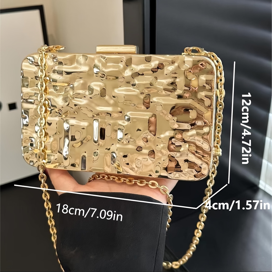 european style solid color metal crossbody box bag with sequin embellishment fashionable high end luxurious texture water resistant with removable strap and polyester lining fashion personalized golden and silver evening bag from guangzhou 1 piece details 1