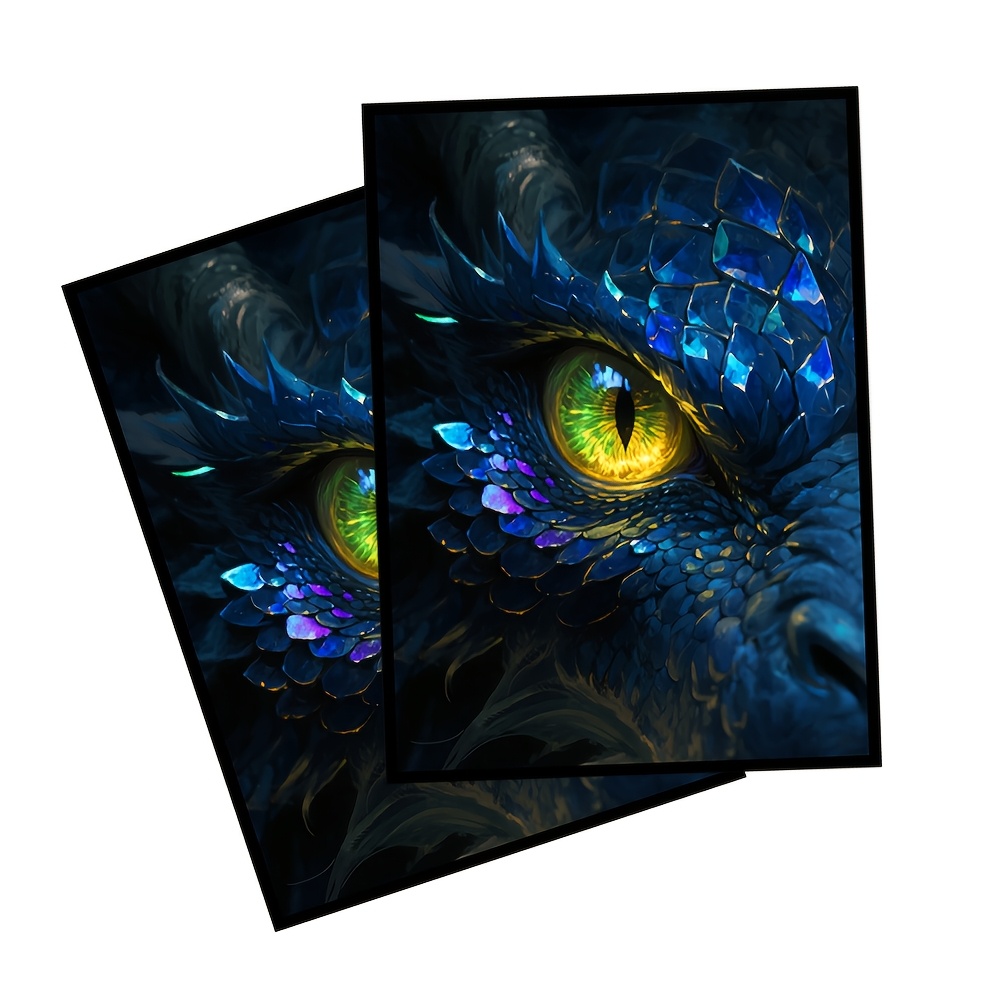 TEMU Holographic Laser Eye Card Sleeves, Card Protectors, 66x91mm, 60pcs, High-quality Hd Anime Patterns, Suitable For Ptcg, Mtg, Opcg, Ws, And Other