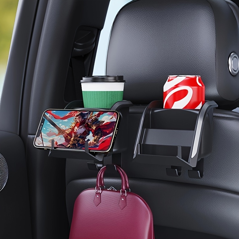 

Cheges Car Cup Holder & Phone Mount - Abs, Seat Back Storage Hooks For Beverages And Accessories