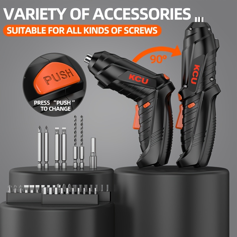 47件套，3.7v 90°旋转电动螺丝刀，无线迷你钻头，usb充电，多功能批头，前置led灯，适用于家居维修、电脑及家具安装 商品详情 1