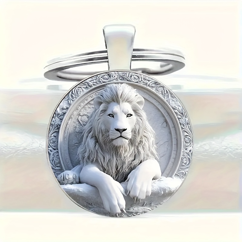 1pc Retro Lion Keychain - Alloy Carved Design Symbolizing & Strength, Durable Unisex Gift For Men Women , Valentine's Day Present, Protection Amulet, Protective Keychain | Retro | Elegant Keychain