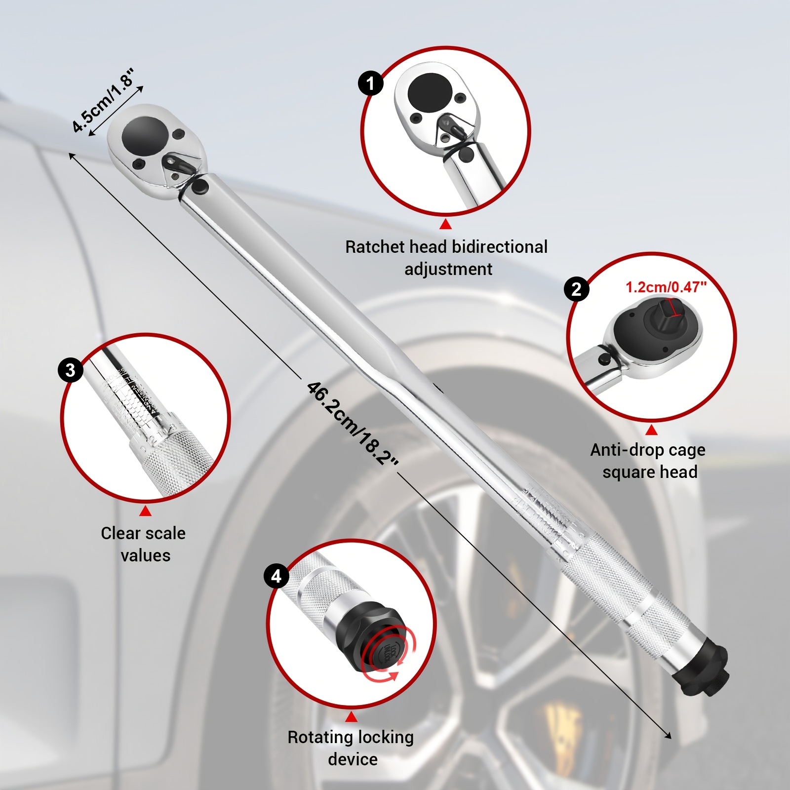 Drive Torque Wrench Precision Click Type Tool for Bikes