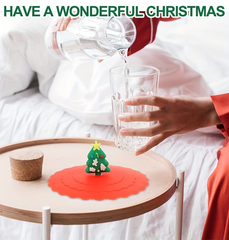 праздничная новогодняя силиконовая крышка для чашки милый дизайн снеговика пищевой класс многоразовая предотвращает горячие напитки детали 6