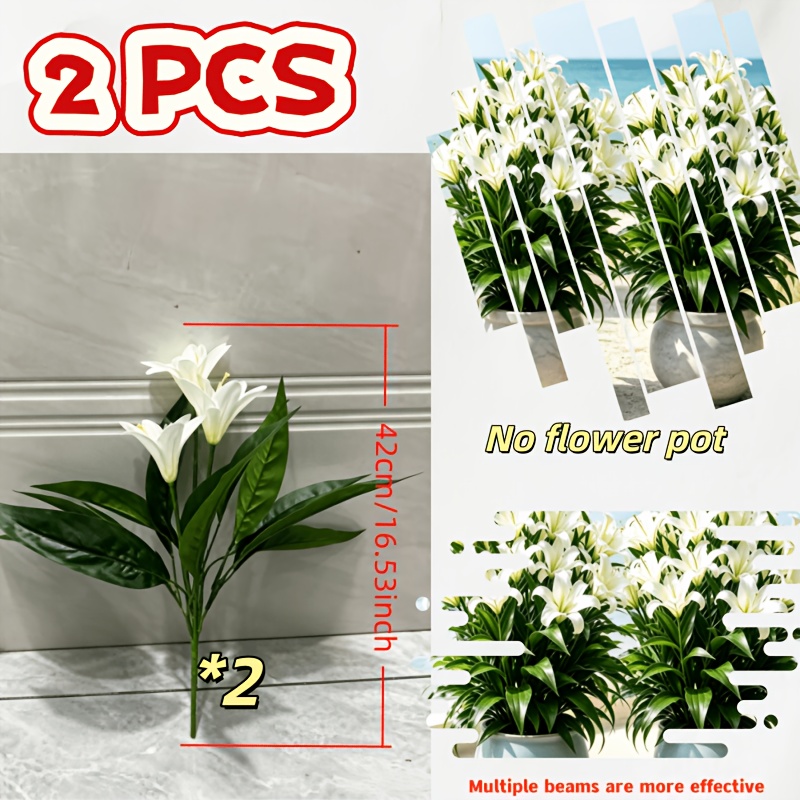 TEMU 2pcs High-quality Realistic Flowers, Durable Artificial Floral Decorations. Exquisite Petal Texture, No Care Needed. Suitable For Home Tabletop