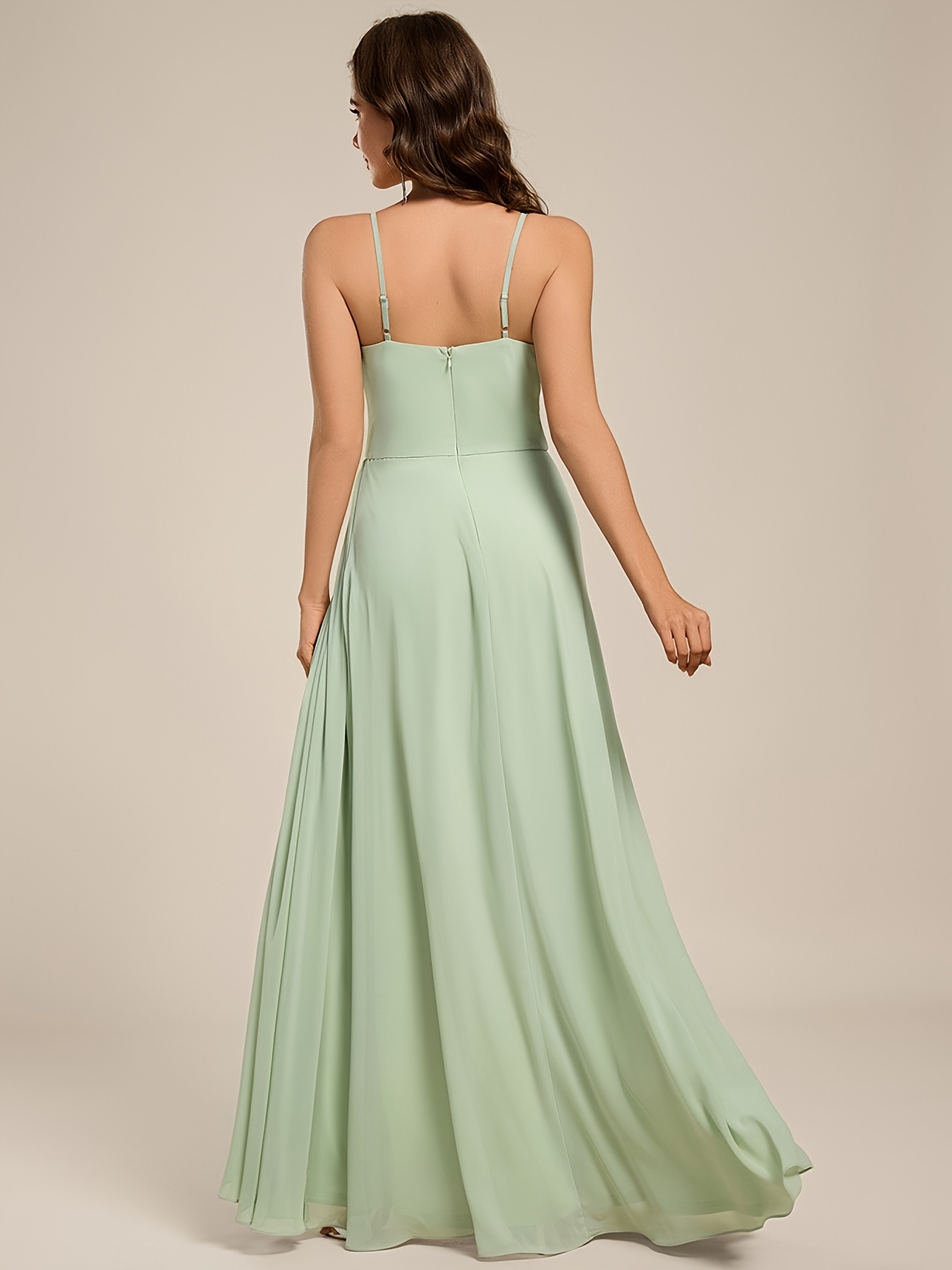 chinese dress ladies Sage Green Ankle Length Lace Prom Dress with Bubble Sleeves main image 0