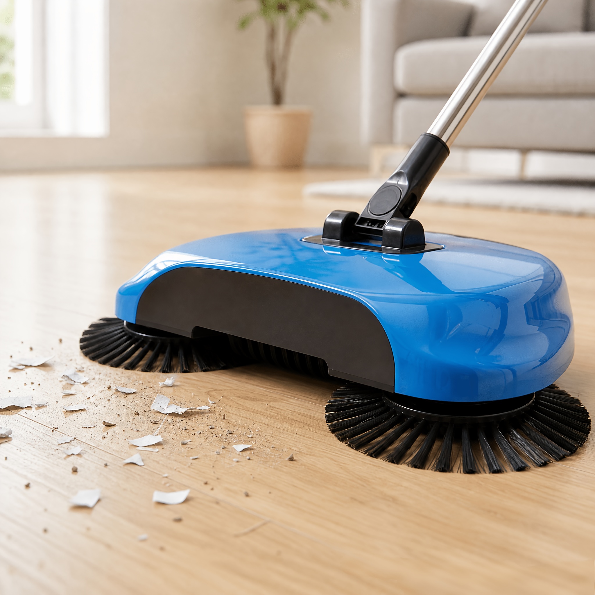 TEMU Hand-push Floor Sweeper, Household Broom And Dustpan Set, -one Cleaning Machine For Housework; A Must-have For The Lazy, Easy To Store, Use, A