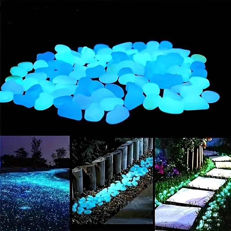 

Resin Glow In The Dark Pebbles - 100pcs Blue Luminous Rocks For Outdoor Garden Lawn Yard, Aquarium, Walkway, Fish Tank Decoration