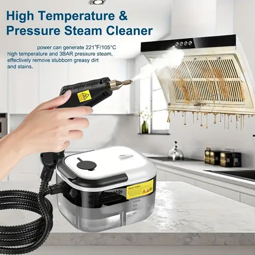 handheld steam cleaner with 3 brush heads long nozzle eu plug 220 240v 1500w high temperature high pressure steam cleaner for cars kitchen appliances sofas ranges hoods steam cleaner for car appliance cleaner festive decor durable construction