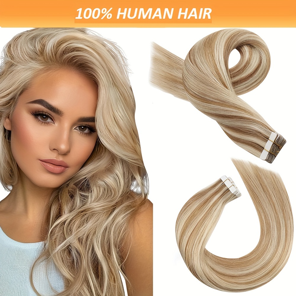 

Luxurious Blonde Highlight Extensions - Hair, Seamless & , Glue-on, 18-26 Inch #27/613, 20pcs, 30g