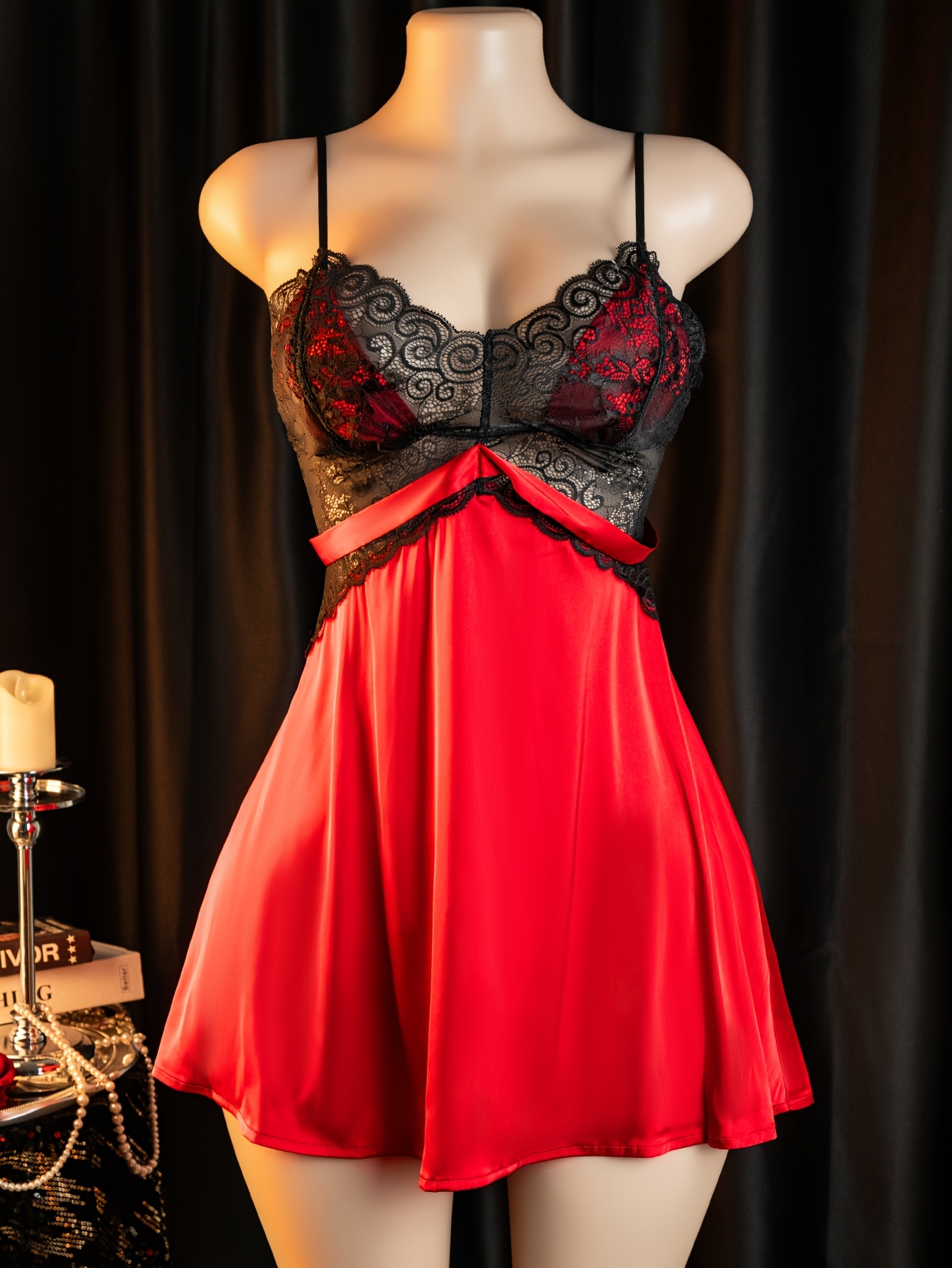red and black lingerie sold on Temu United States