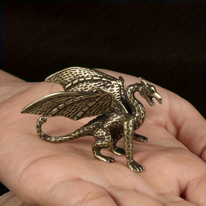 Image of A Brass Mythical Dragon Statue, An Exquisite Decorative Piece Of A Flying Dragon For Halloween Thanksgiving Christmas Decorations Collectible Figurines